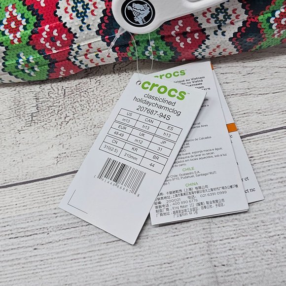 NWT Crocs Men's Classic Lined Holiday Charm Clog Size 13 - Picture 7 of 10